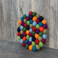 Multi Color Round Felt Ball Trivet